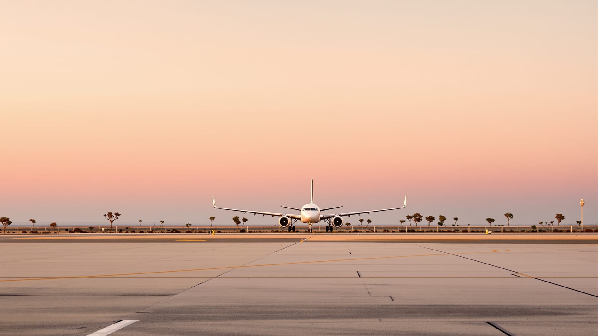 Small freight aircraft alone on a regional Australian airport apron at dawn
